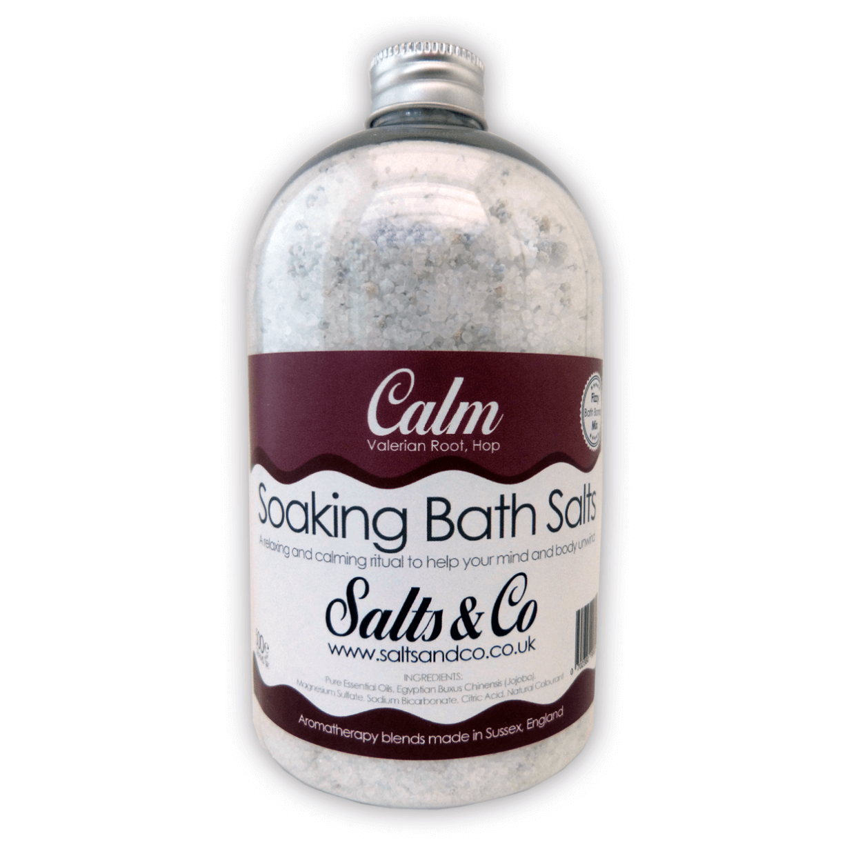Calm Bath Salts - Valerian Root & Hop essential oils - Spa Bath Salts - 100% Epsom Salts