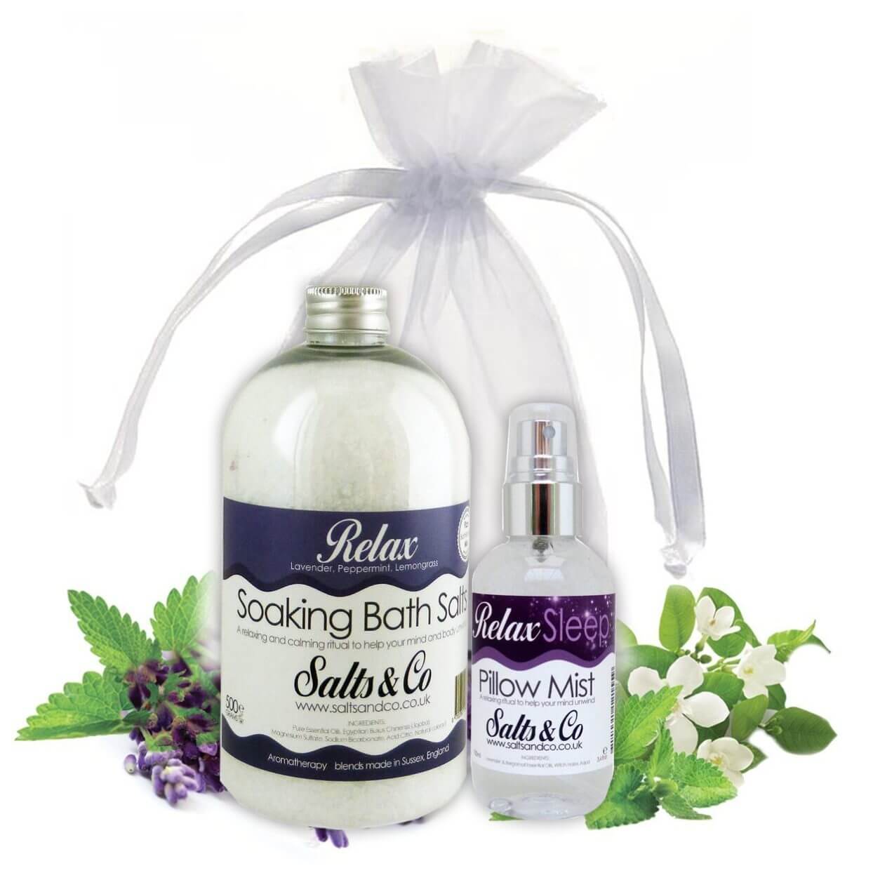 Lavender Relax - Aromatherapy Bath Salts & Pillow Spray Mist Gift Set